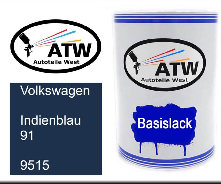 Volkswagen, Indienblau 91, 9515: 500ml Lackdose, von ATW Autoteile West.